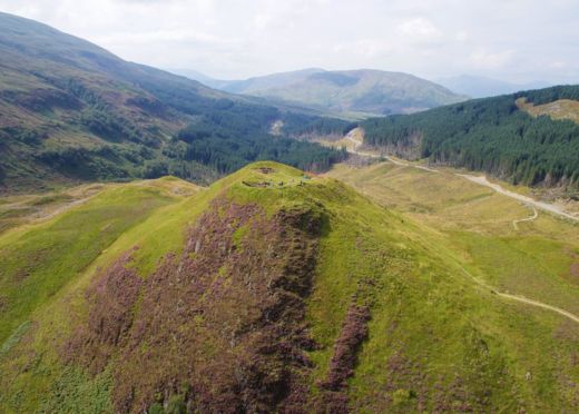 View looking west over Dun Deardail, a vitrified Iron Age fort in Glen Nevis.